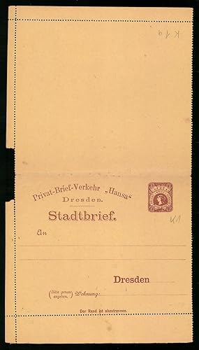 Klapp-Ansichtskarte Stadtbrief, Privat-Brief-Verkehr Hansa Dresden, Ganzsache