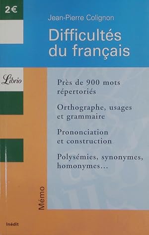 Image du vendeur pour Difficults du franais. mis en vente par Antiquariat Bookfarm