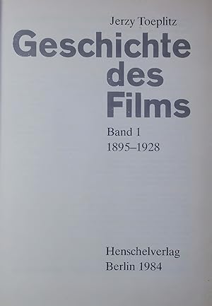 Bild des Verkufers fr Geschichte des Films Band 1 1895-1928. zum Verkauf von Antiquariat Bookfarm