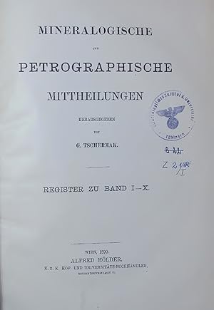 Imagen del vendedor de MINERALOGISCHE UND PETROGRAPHISCHE. MITTHEILUNGEN. REGISTER ZU BAND I-X a la venta por Antiquariat Bookfarm