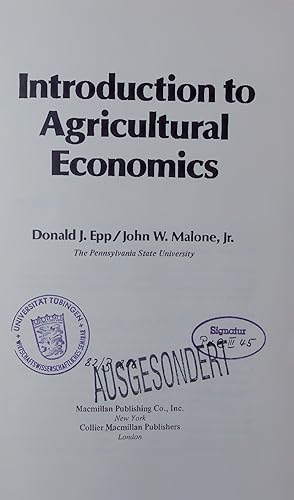 Bild des Verkufers fr Introduction to Agricultural Economics. zum Verkauf von Antiquariat Bookfarm