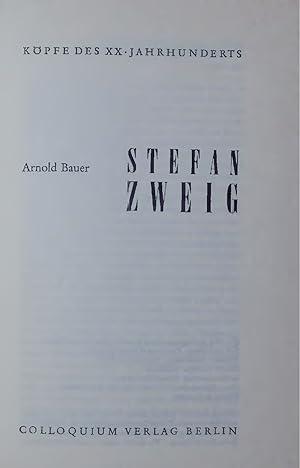 Bild des Verkufers fr STEFAN ZWEIG. KPFE DES XX. JAHRHUNDERTS zum Verkauf von Antiquariat Bookfarm