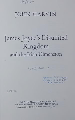 Immagine del venditore per James Joyce's Disunited Kingdom and the Irish Dimension. venduto da Antiquariat Bookfarm