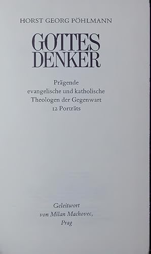 Bild des Verkufers fr GOTTES DENKER. zum Verkauf von Antiquariat Bookfarm