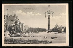 Ansichtskarte Königsberg i. Pr., Blick auf den Schlossteich