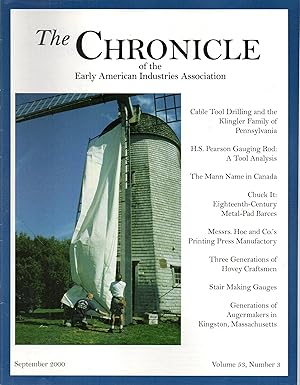 Seller image for Chronicle of the Early American Industries Association Volume 53, Number 3 September 2000 for sale by Book Booth
