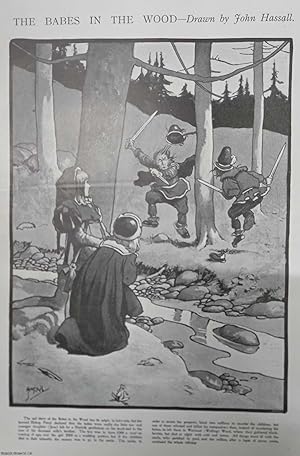 The Babes in the Wood. Drawn by John Hassall. An original print from the The Sphere Illustrated N...