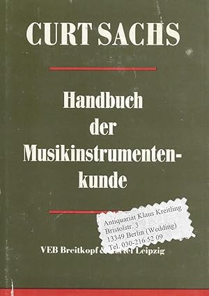 Handbuch der Musikinstrumentenkunde. Zweite, durchgesehene Auflage. Mit 156 Abbildungen