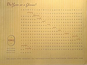 Year At A Glance 1942 Letterpress Calendar from the Bauer Type Foundry, Inc