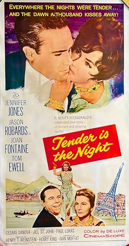 "TENDER IS THE NIGHT". ORIGINAL MOVIE POSTER 1962 LINEN-BACKED. THREE SHEET