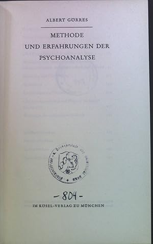 Bild des Verkufers fr Methode und Erfahrungen der Psychoanalyse zum Verkauf von books4less (Versandantiquariat Petra Gros GmbH & Co. KG)