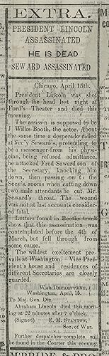 Lincoln Assassination Extremely Rare Iowa Broadsheet Extra