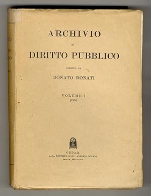 ARCHIVIO di diritto pubblico. Diretto da Donato Donati. Volume I [- volume III].