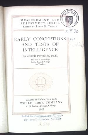 Bild des Verkufers fr Early Conceptions and tests of Intelligence. zum Verkauf von books4less (Versandantiquariat Petra Gros GmbH & Co. KG)