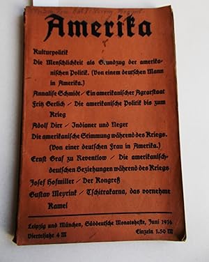 Bild des Verkufers fr Sddeutsche Monatshefte 13, Jahrgang, Juni 1916 Heft 9 (Amerika) zum Verkauf von Antiquariat Zinnober