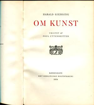 OM KUNST, herausgegeben von Poul Uttenreiter mit vielen Abbildungen