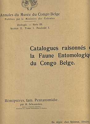 Bild des Verkufers fr Catalogue raisonns de la Fauna Entomologique de Conge Belge. Hmiptres, fam. Pentatomidae zum Verkauf von ConchBooks