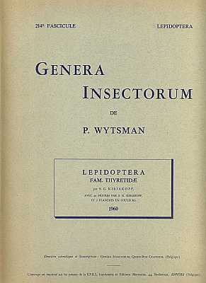 Seller image for Genera Insectorum fasc. 214E: Lepidoptera: Fam. Thyretidae for sale by ConchBooks
