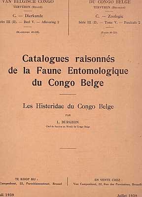 Bild des Verkufers fr Catalogues raisonns de la Faune Entomologique du Congo Belge. Les Histrides du Congo Belge zum Verkauf von ConchBooks