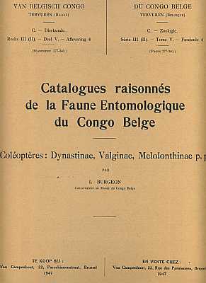 Bild des Verkufers fr Catalogue raisonns de la Fauna Entomologique de Conge Belge. Coloptres: Dynastinae, Valginae, Melolonthinae p.p. zum Verkauf von ConchBooks