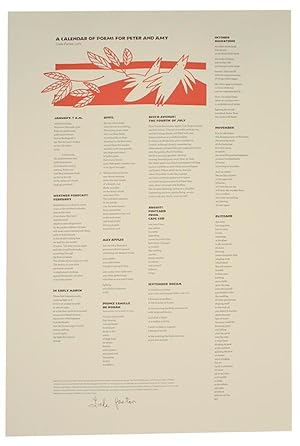 A Calendar of Poems for Peter and Amy (Signed Broadside)