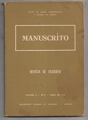 Immagine del venditore per Manuscrito, Revista de Filosofia, Volume 2, N. 2 venduto da Biblioteca de Babel