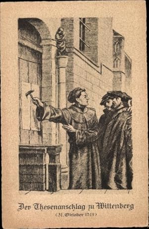Künstler Ansichtskarte / Postkarte Lutherstadt Wittenberg, Der Thesenanschlag 1517, Martin Luther
