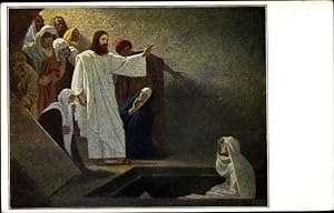 Künstler Ansichtskarte / Postkarte Fugel, Gebh., Biblische Szene, Die Erweckung des Lazarus