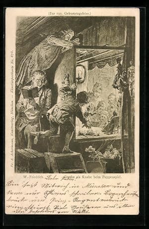 Bild des Verkufers fr Knstler-Ansichtskarte Dichter Goethe als Knabe beim Puppenspiel zum Verkauf von Bartko-Reher