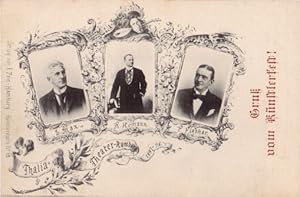 Bild des Verkufers fr Hamburg. Gru vom Knstlerfest 1897-98. Postkarte in Lichtdruck mit 3 Portraits (L.Max, R.Homann, P.Flashar). Ungelaufen. zum Verkauf von Antiquariat Heinz Tessin