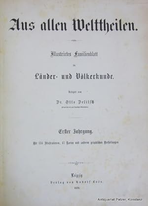 Bild des Verkufers fr Illustrirtes Familienblatt fr Lnder und Vlkerkunde. Red. von Otto Delitsch. Erster Jahrgang. Leipzig, Los, 1870. 4to. (30,5 : 23 cm). Mit 134 teils ganzseitigen Holzstichillustrationen und 47 Karten im Text. VIII, 416 S. Einfacher Halbleinenband der Zeit mit geprgtem Rckentitel; Deckel berieben, Deckelkanten beschabt. zum Verkauf von Jrgen Patzer