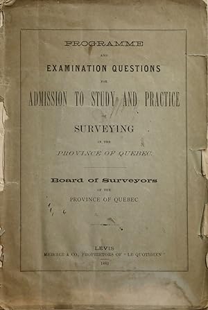 Programme and examination questions for admission to study and practice of surveying in the provi...