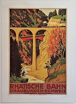 Rhatische Bahn Graubunden-Schweiz (Offset Reproduction Lithograph Poster)