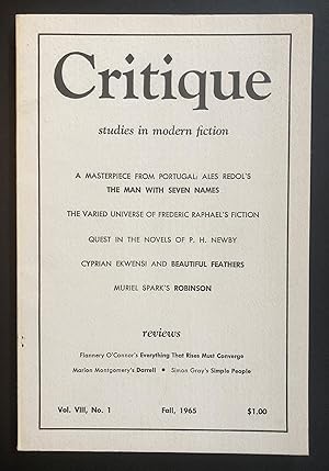 Critique, Volume 8, Number 1 (VIII; Fall 1965)