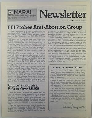 NARAL (National Abortion Rights Action League) Newsletter. November 1978. Vol. 10, No. 8