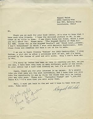 Raquel Welch, two SIGNED letters