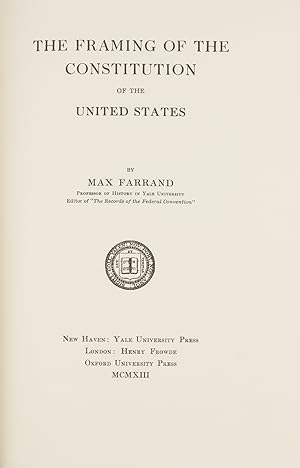 Bild des Verkufers fr The Framing of the Constitution of the United States zum Verkauf von The Lawbook Exchange, Ltd., ABAA  ILAB