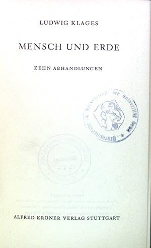 Mensch und Erde : Zehn Abhandlungen, Gesammelte Abhandlungen. Bd. 242.