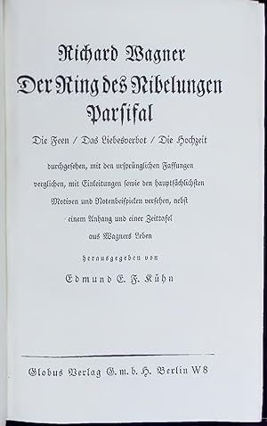 Imagen del vendedor de Richard Wagner Der Ring des Nibelungen Parsifal. a la venta por Antiquariat Bookfarm