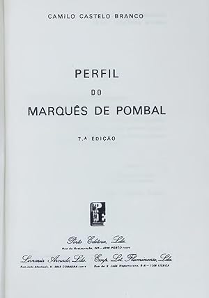 Bild des Verkufers fr Perfil do marqus de Pombal. zum Verkauf von Antiquariat Bookfarm