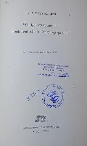 Bild des Verkufers fr Wortgeographie der hochdeutschen Umgangssprache. zum Verkauf von Antiquariat Bookfarm