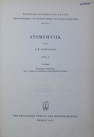 Bild des Verkufers fr ATOMPHYSIK. HOCHSCHULBCHER FR PHYSIK Band 8 zum Verkauf von Antiquariat Bookfarm