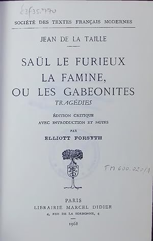 Seller image for SAL LE FURIEUX LA FAMINE, OU LES GABEONITES. for sale by Antiquariat Bookfarm
