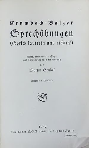 Seller image for Sprechbungen (Sprich lautrein und richtig!). for sale by Antiquariat Bookfarm