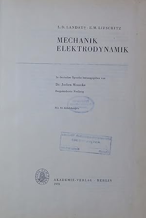 Seller image for MECHANIK ELEKTRODYNAMIK. for sale by Antiquariat Bookfarm