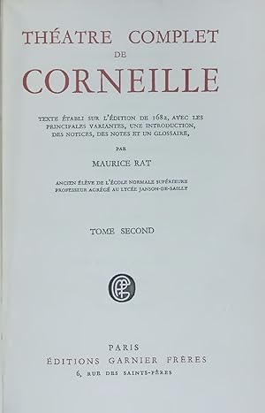 Image du vendeur pour THTRE COMPLET DE CORNEILLE. TOME SECOND mis en vente par Antiquariat Bookfarm