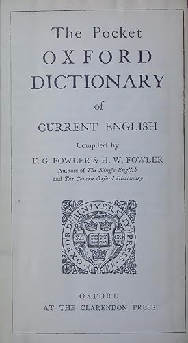 Image du vendeur pour The Pocket OXFORD DICTIONARY of CURRENT ENGLISH. mis en vente par Antiquariat Bookfarm