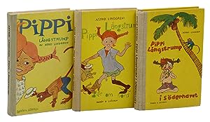 Seller image for Pippi Langstrump; Pippi Langstrump Gar Om Bord; Pippi Langstrump I Soderhavet. [English titles: Pippi Longstocking, Pippi Goes on Board, and Pippi in the South Seas] for sale by Burnside Rare Books, ABAA