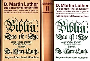 Bild des Verkufers fr (Biblia: das ist:) Die gantze Heilige Schrifft Deudsch. (Auffs new zugericht). Letzte zu Luthers Lebzeiten erschienene Ausgabe (Wittenberg 1545). Neu hrsg. (mit Kommentar) von Hans Volz unter Mitarbeit von Heinz Blanke, Textredaktion von Friedrich Kur. 2+1 Bde. (= komplett). zum Verkauf von Antiquariat Reinhold Pabel