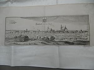 Bild des Verkufers fr Original MERIAN-Stadtansicht von Strasburg / Mecklenburg , Strasborck In der  cker Marckt um ca. 1650 zum Verkauf von Antiquariat Machte-Buch